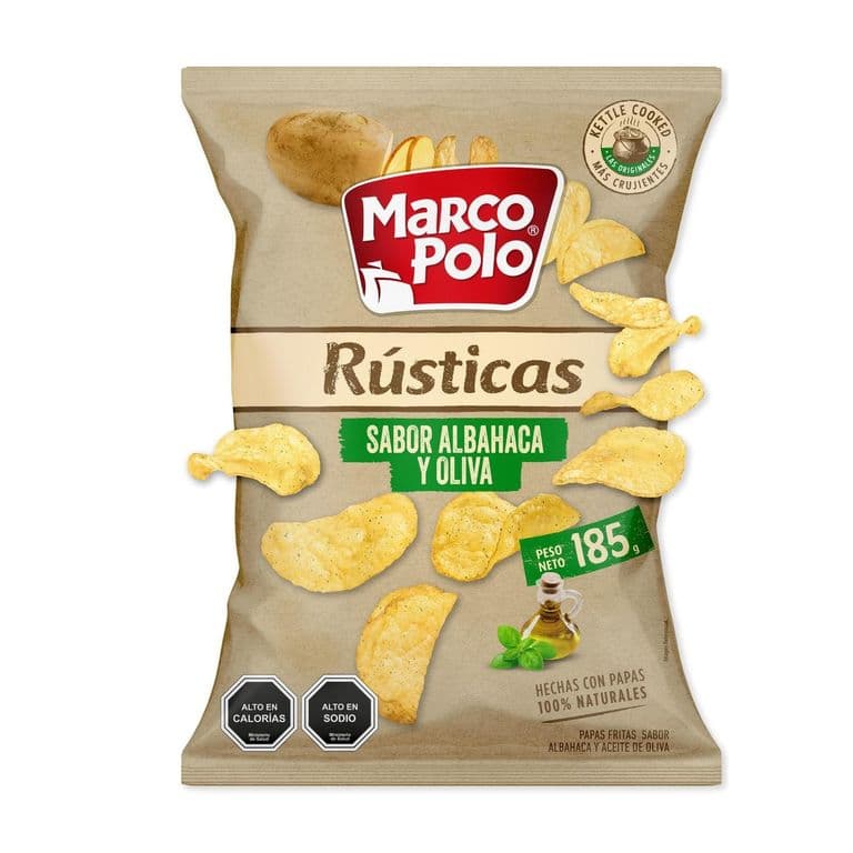 Papas Fritas Rusticas Marco Polo Albahaca y Oliva 185 g