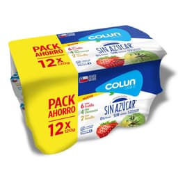 Pack Yoghurt Light Sin Azucar  Frutilla, Chirimoya, Vainilla Colun 12 x 120 g