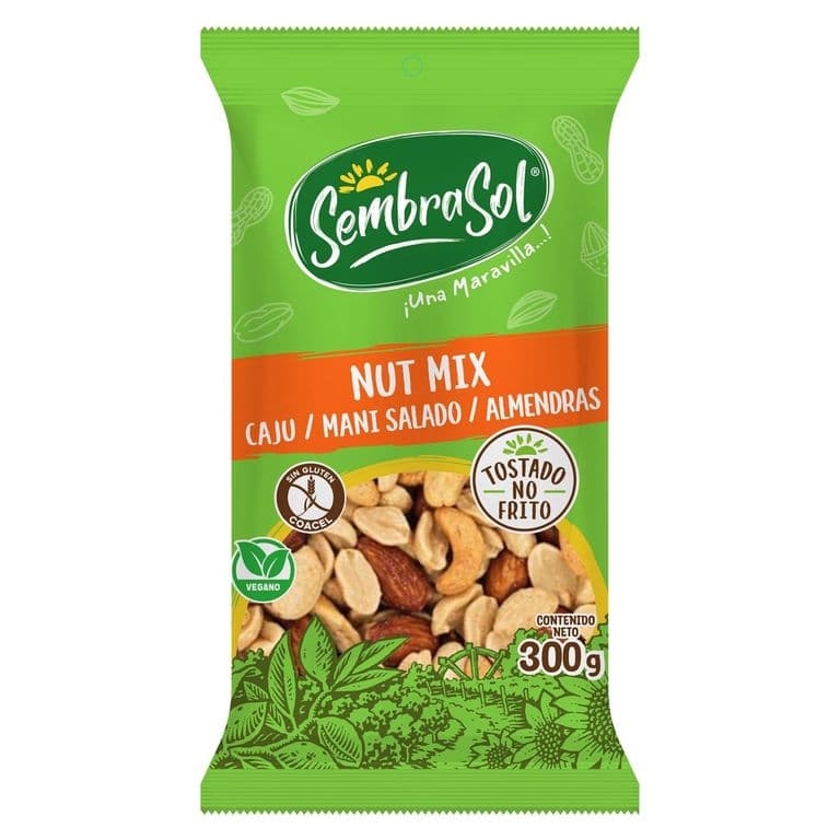 Mix Nut Castanas de Caju, Almendras y Mani Salado Sembrasol 300 g