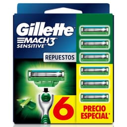 Repuesto Gillette Mach3 Sensitive 6 un