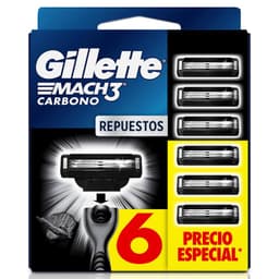 Repuesto Gillette Mach3 Carbon 6 un