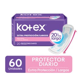 Protectores Diarios Kotex Largos Extra Proteccion 60 Un