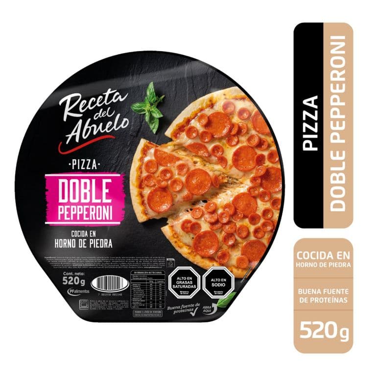 Pizza Doble Pepperoni Refrigerada Receta del Abuelo 520 g