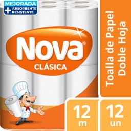 Toalla de Papel Doble Hoja Clasica 12 mts Nova 12 un