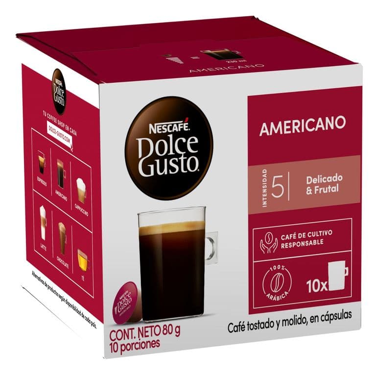 Capsulas de Cafe Dolce Gusto Americano 10 Un