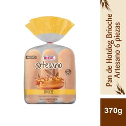 Pan de Hot Dog Brioche Artesano Ideal 6 Un 370 g