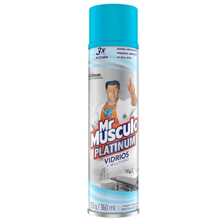 Limpia Vidrios y Multiusos Platinum Mr. Musculo 360 ml