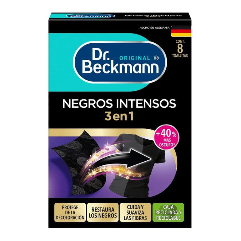 Toallitas Renovadoras de Ropa Negros Intensos Dr. Beckmann 8 un