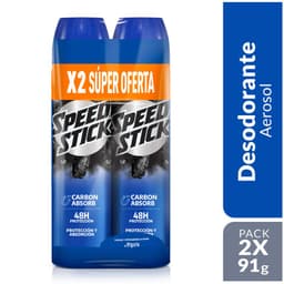 Pack Desodorantes en Spray Speed Stick Carbon Absorb 2 x 91g