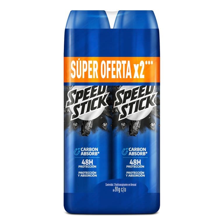 Pack Desodorantes en Spray Speed Stick Carbon Absorb 2 x 91g