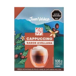 Cafe Instantaneo en Polvo Cappucino Avellana Juan Valdez 6 Sobres 108 GR