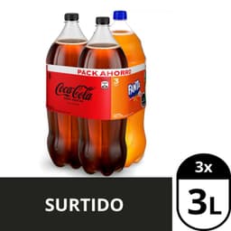 Tripack Bebida Coca Cola Zero Azucar 2 x 3 Lt + Bebida Fanta 3 Lt 3 X 3 LT