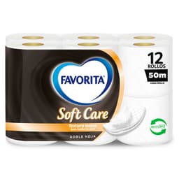Papel Higienico Soft Care Doble Hoja 50 mts Favorita 12 un