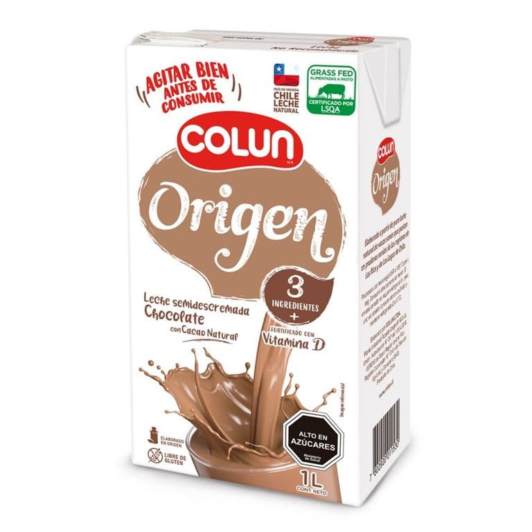 Leche Semidescremada Origen Sabor Chocolate Colun 1 L 1 LT