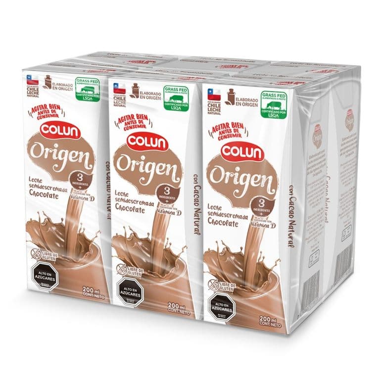 Pack Leche Semidescremada Origen Sabor Chocolate Colun 6 x 200 ml PACK 6 X 200 ML