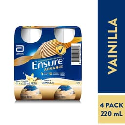 Pack Alimento Nutricional Ensure Advance Sabor Vainilla 4 x 220 ml