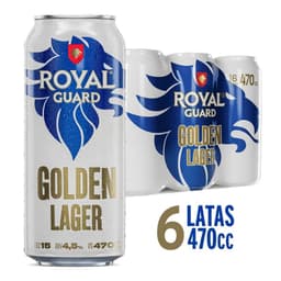 Sixpack Cerveza Royal Guard Golden Lager Lata 4.5 6 x 470 ml