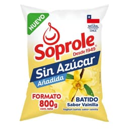 Yoghurt Batido Sabor Vainilla Sin Azucar Bolsa Soprole 800 g