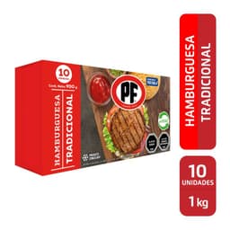 Pack Hamburguesas de Vacuno Tradicional Congeladas PF 10 x 90 g