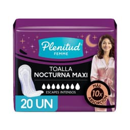 Toallas para Incontinencia Plenitud Femme Maxi Nocturna 20 un
