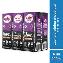 Pack Leche Descremada Protein Sin Lactosa Sabor Chocolate Surlat 6 x 200 ml PACK 6 X 200 ML