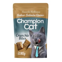 Snack para Gatos Crunchy Bites Sabor Salmon Queso Champion Cat 80 g