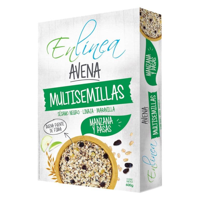 Avena Multisemillas Manzana y Pasas Sin Azucar En Linea 600 g
