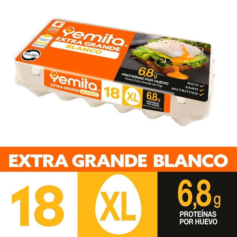 Huevo Blanco Extra Grande Yemita 18 un