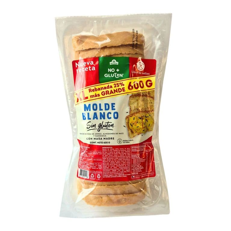 Pan de Molde Blanco Sin Gluten No+Gluten 600 gr