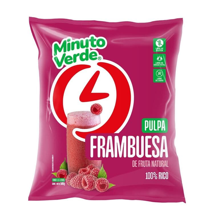 Pulpa Frambuesa Congelada Minuto Verde 500 gr