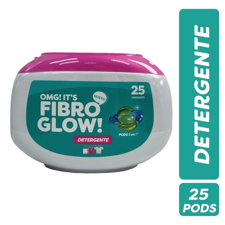 Detergente Ropa Pods 5 en 1 Biodegradable Fibro Glow 25 un