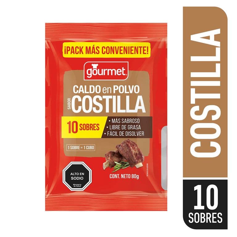 Caldo en Polvo Sabor Costilla Gourmet 10 Un