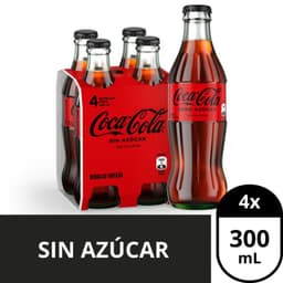 Pack Bebida Coca Cola Zero Botella Vidrio 4 x 300 ml
