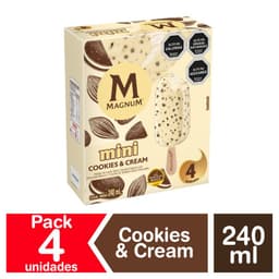 Pack Helados Mini Cookies & Cream Magnum 4 un