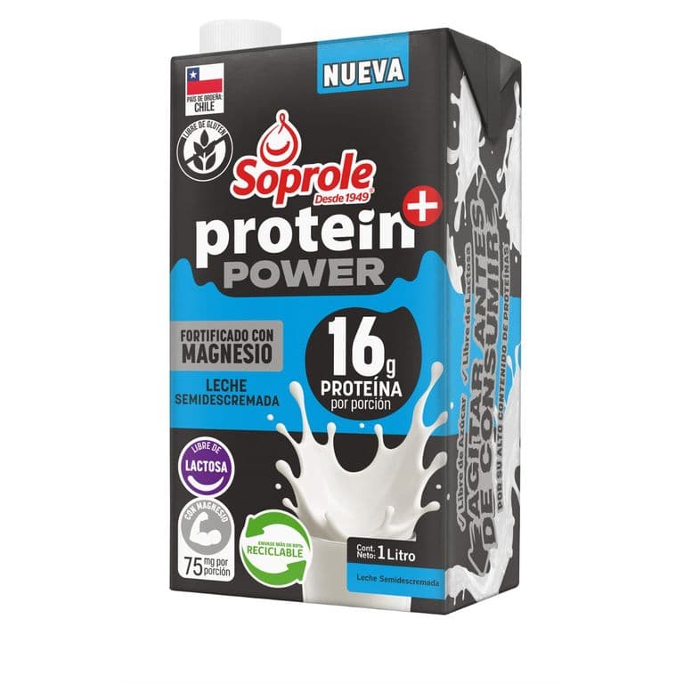 Leche Semidescremada Natural Protein Power Soprole 1 lt