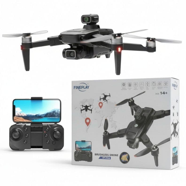 Dron Camara 4k Fineplay Fp z736 Alcance 2km Vuelo 25min Gps Negro