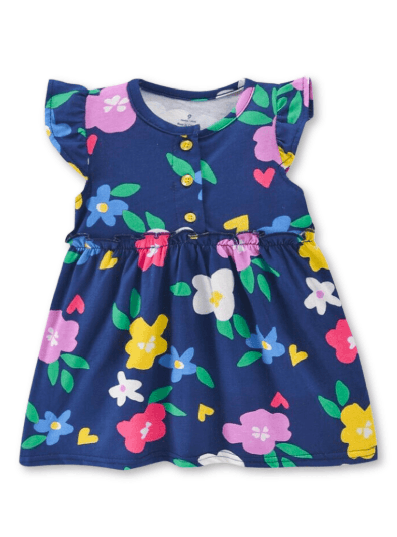 Vestido Sin Mangas Estampado Bebe Nina 9 a 36 Meses Blue Flowers Azul 18 A 24 Meses
