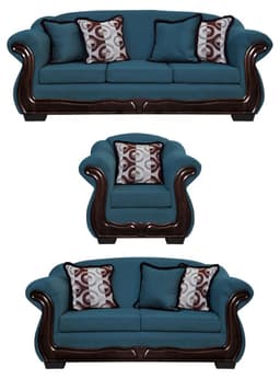 Living Con Resorte Estructural 8 Cuerpos Bufalo 4+3+1 Chenille Azul Petroleo