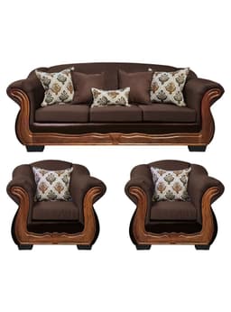 Living Con Resorte Estructural 6 Cuerpos Bufalo 4+1+1 Chenille+PU X Cafe Oscuro