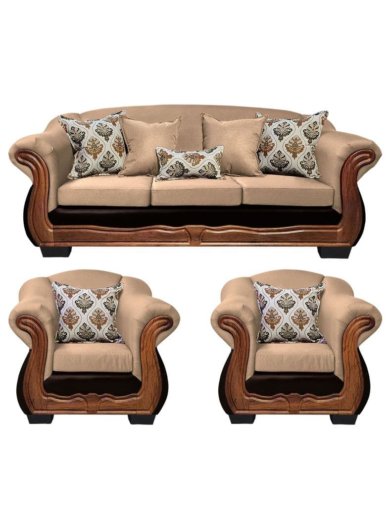 Living Con Resorte Estructural 6 Cuerpos Bufalo 4+1+1 Chenille+PU X Beige
