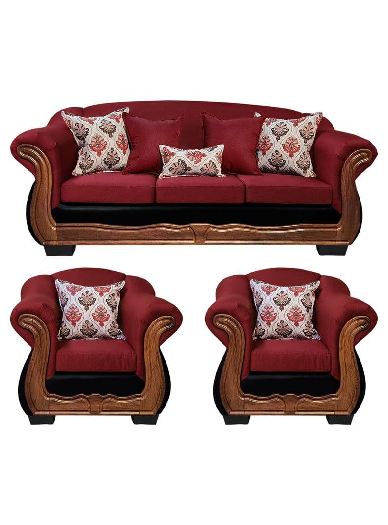 Living Con Resorte Estructural 6 Cuerpos Bufalo 4+1+1 Chenille+PU X Rojo