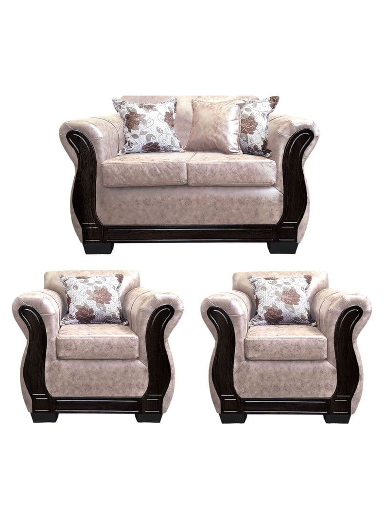 Living Con Resorte Estructural 4 Cuerpos 2+1+1 Lisbon Envejecido Beige