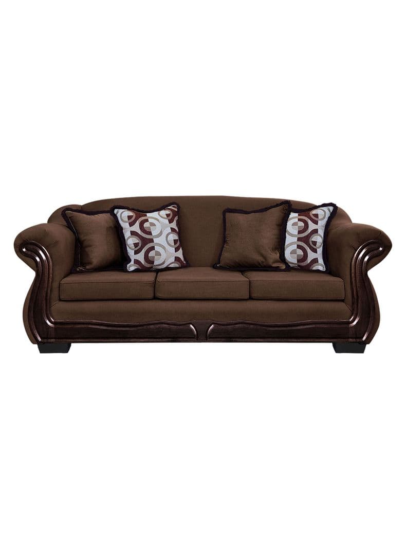 Sofa Con Resorte Estructural 4 Cuerpos Bufalo Chenille Cafe Oscuro