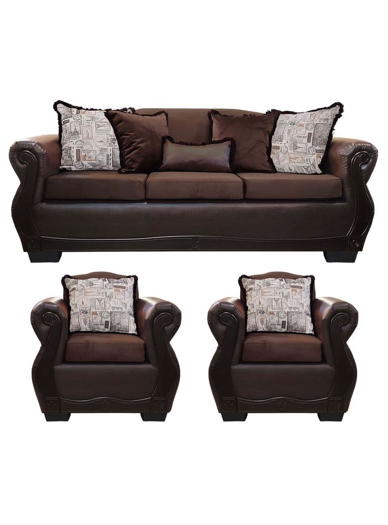 Living Con Resorte Estructural 6 Cuerpos 4+1+1 Gran Santi Class Cafe Oscuro