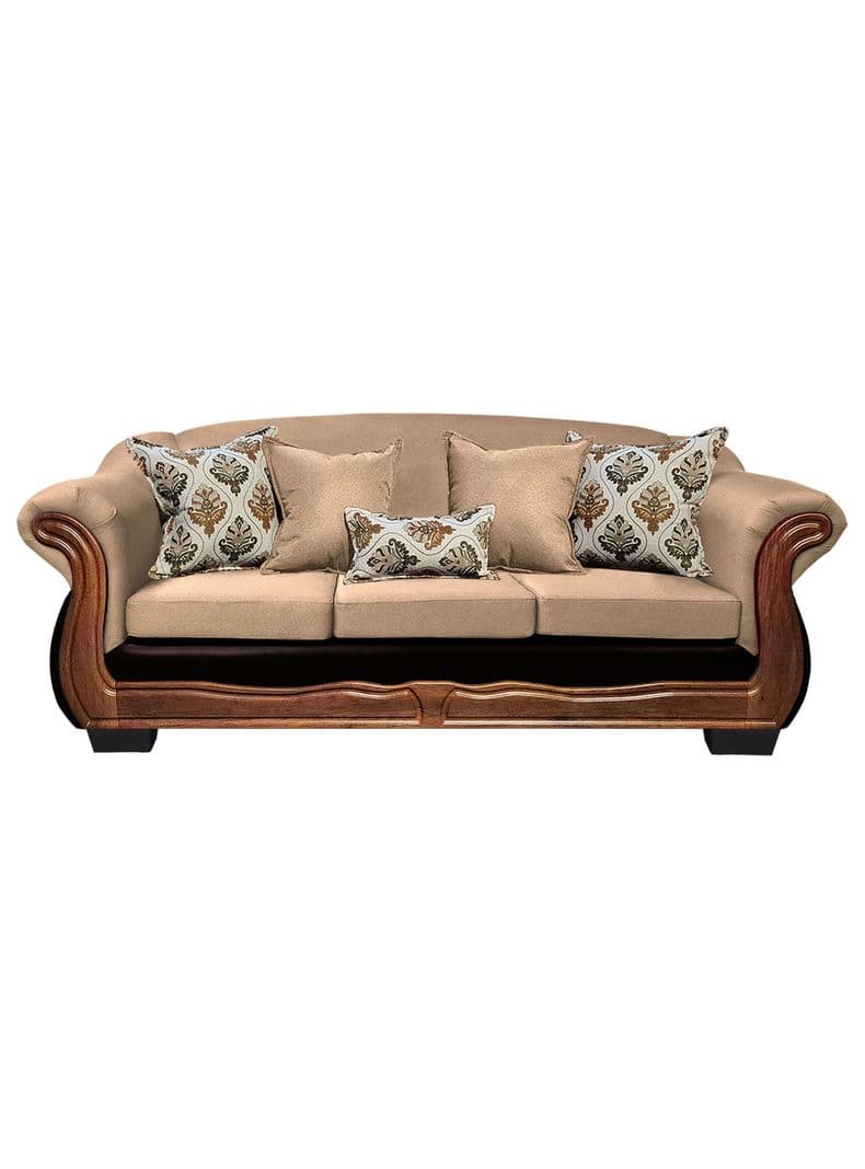 Sofa Con Resorte Estructural 4 Cuerpos Bufalo Chenille+PU X Beige