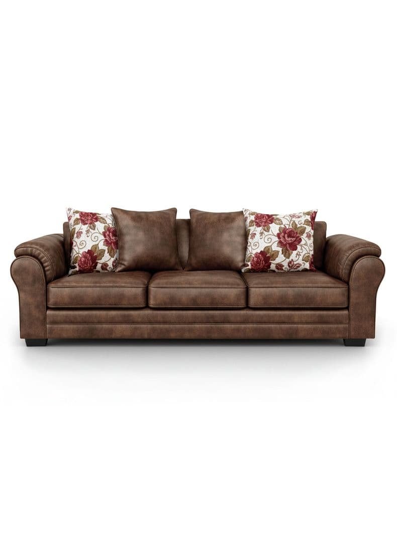 Sofa 4 Cuerpos XL Con Resorte Estructural Grandon Envejecido Cafe Claro
