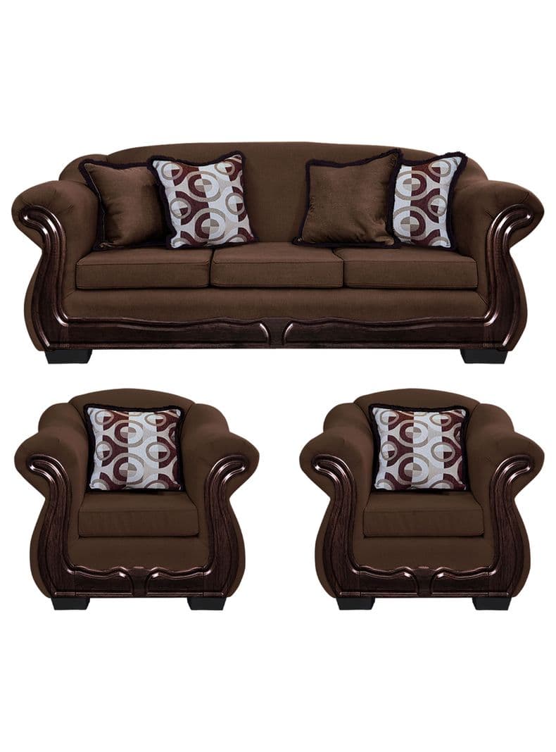 Living Con Resorte Estructural 6 Cuerpos Bufalo 4+1+1 Chenille Cafe Oscuro