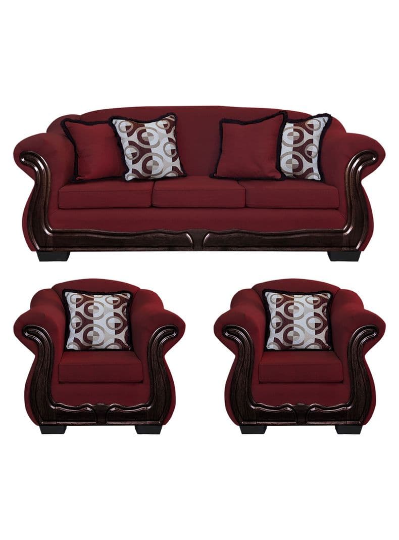 Living Con Resorte Estructural 6 Cuerpos Bufalo 4+1+1 Chenille Rojo