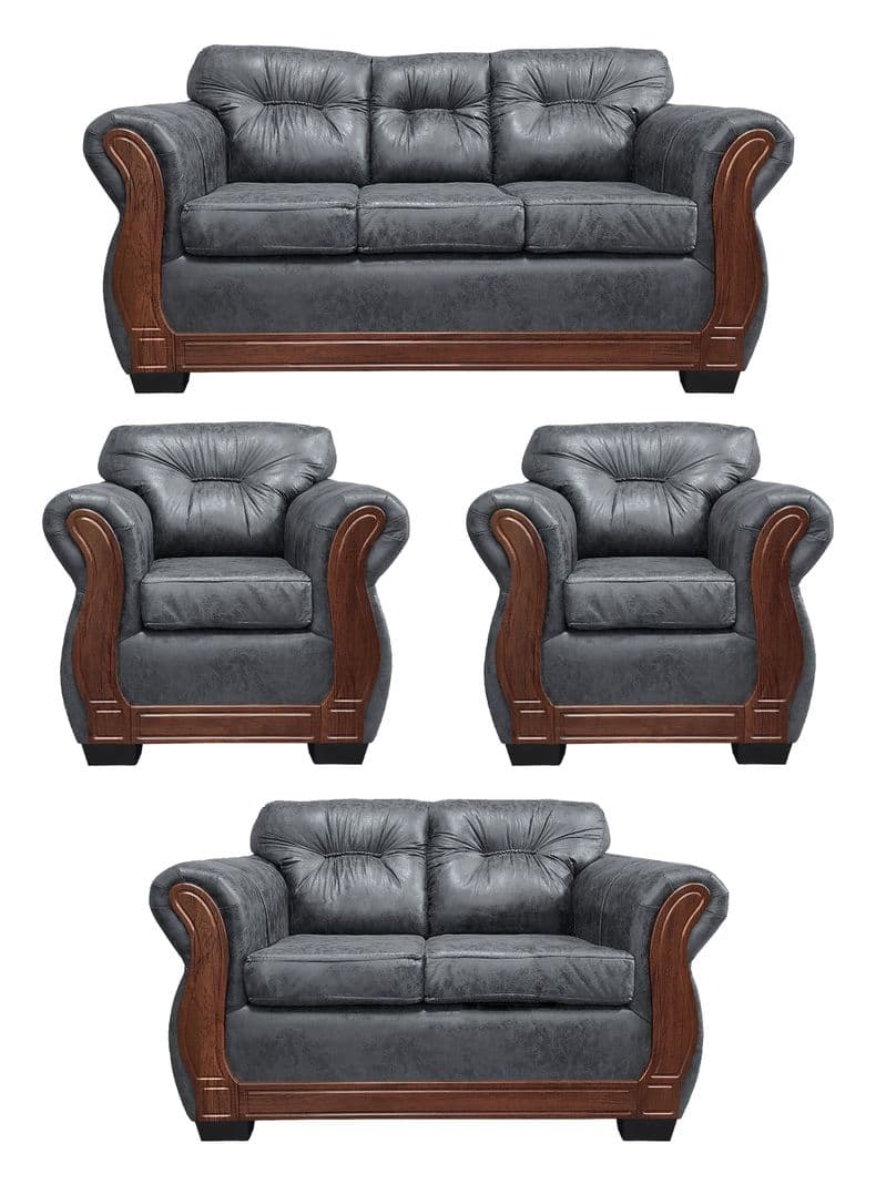 Living Con Respaldo Confortable 7 Personas Taurus 3+2+1+1 Envejecido X Gris