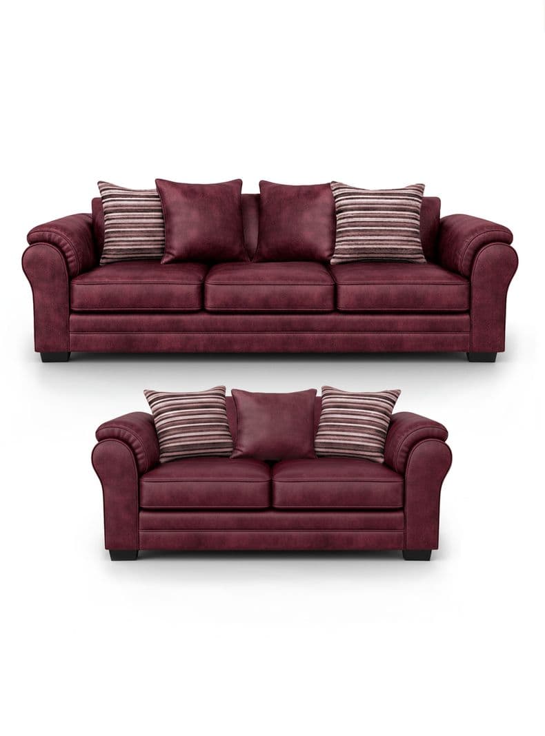 Living 7 Cuerpos 4+3 XL Con Resorte Estructural Grandon Envejecido Burdeo